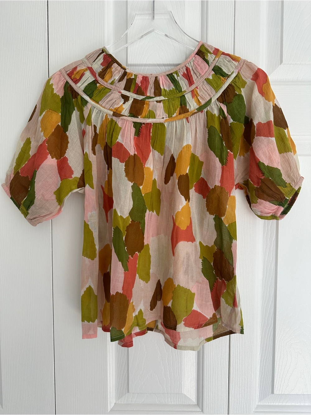 THML | Multicolor Abstract Puff Sleeve Blouse